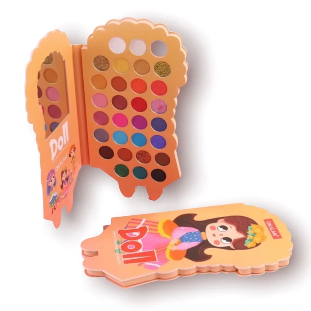 Okalan 30 Shade “Doll” Mirrored Eyeshadow Palette, Vivid Pigmented Shimmer Matte